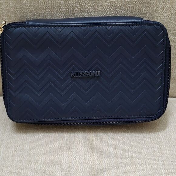 Missoni for Delta Zip Mini Travel Toiletry Case Navy Blue Chevron Dopp Kit - Picture 1 of 10